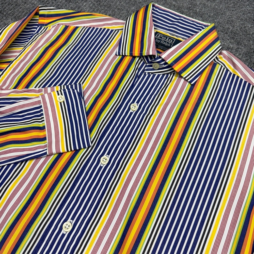 NWT Vtg Polo Ralph Lauren Westerton Shirt Mens S Multi Vertical Stripe Button Up